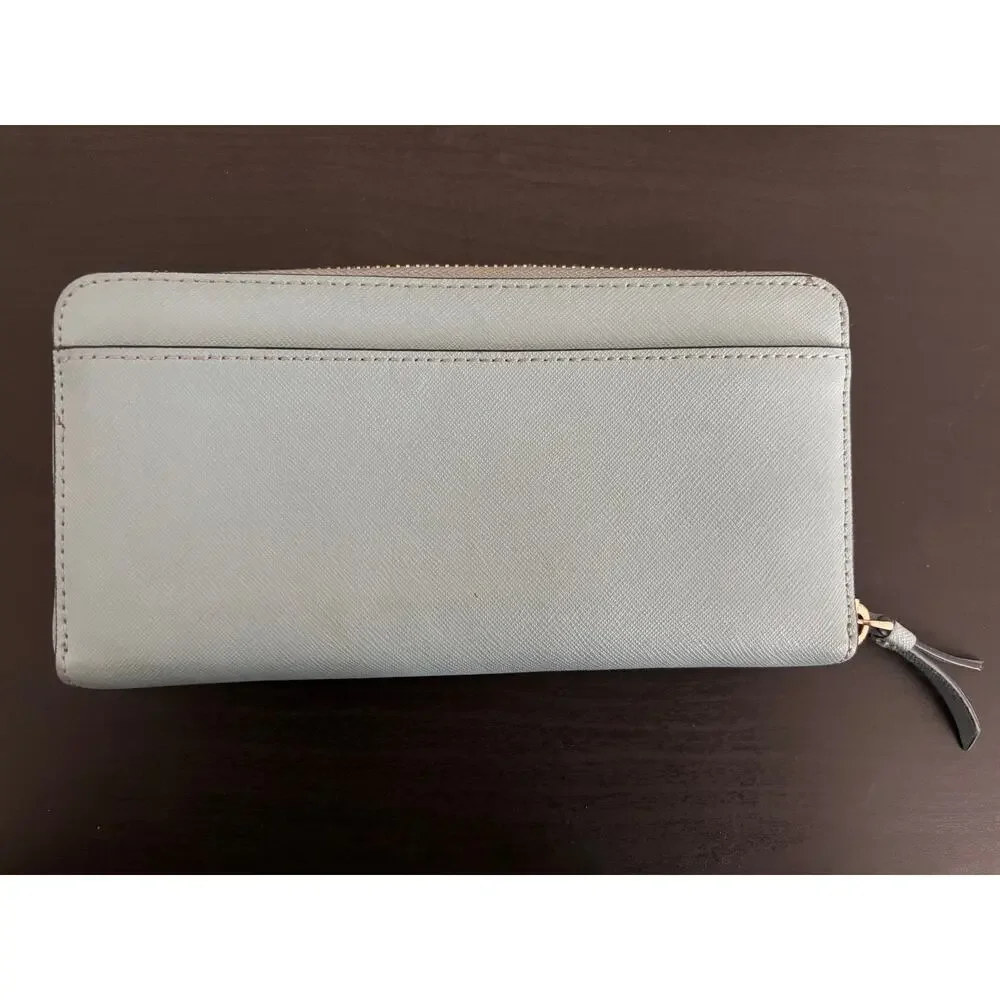 Kate Spade Leather Wallet Light Blue Zip Around